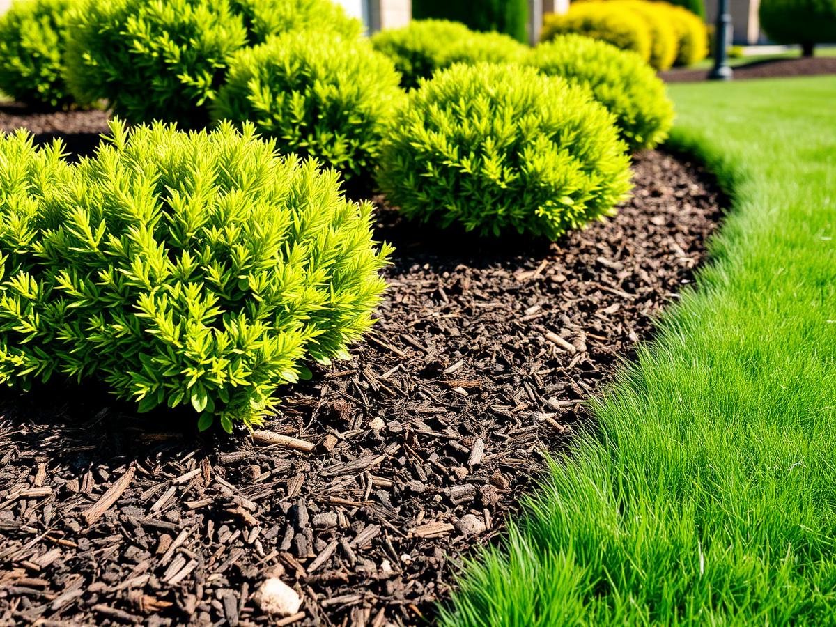 Fresh mulch and healthy shrubs