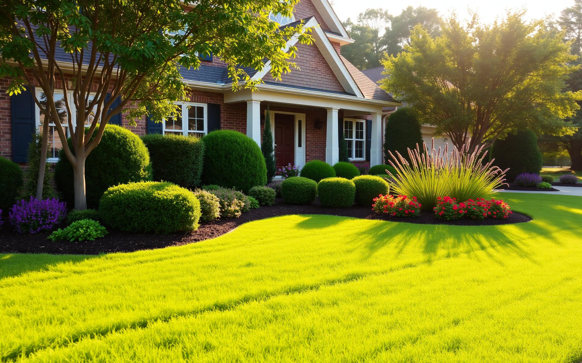 Beautifully manicured lawn and landscaping