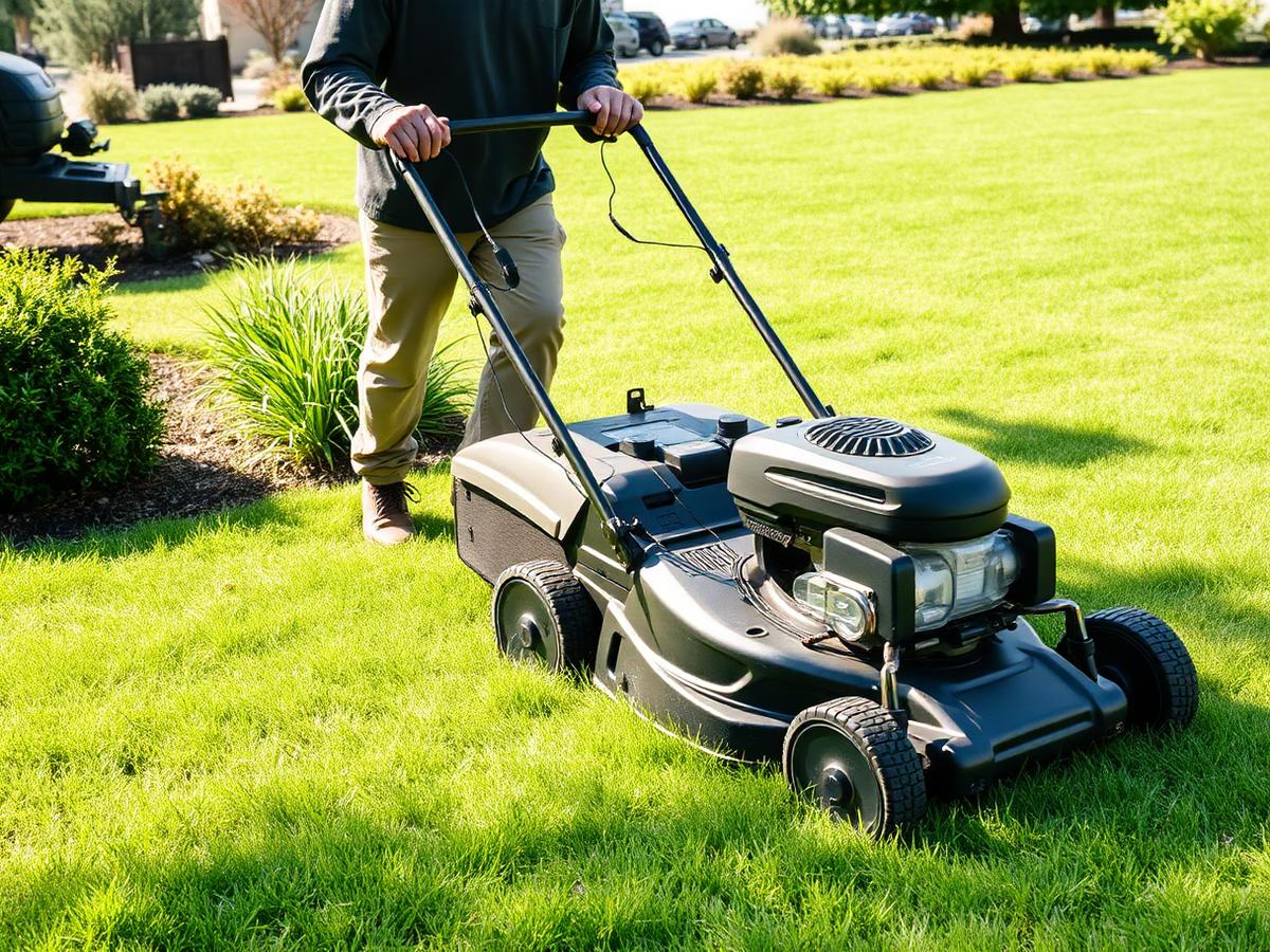 Molina's crew mowing a lawn